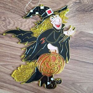 Vintage Halloween Witch Sun Catcher Spooky Season Fall Pumpkin Window Decoration